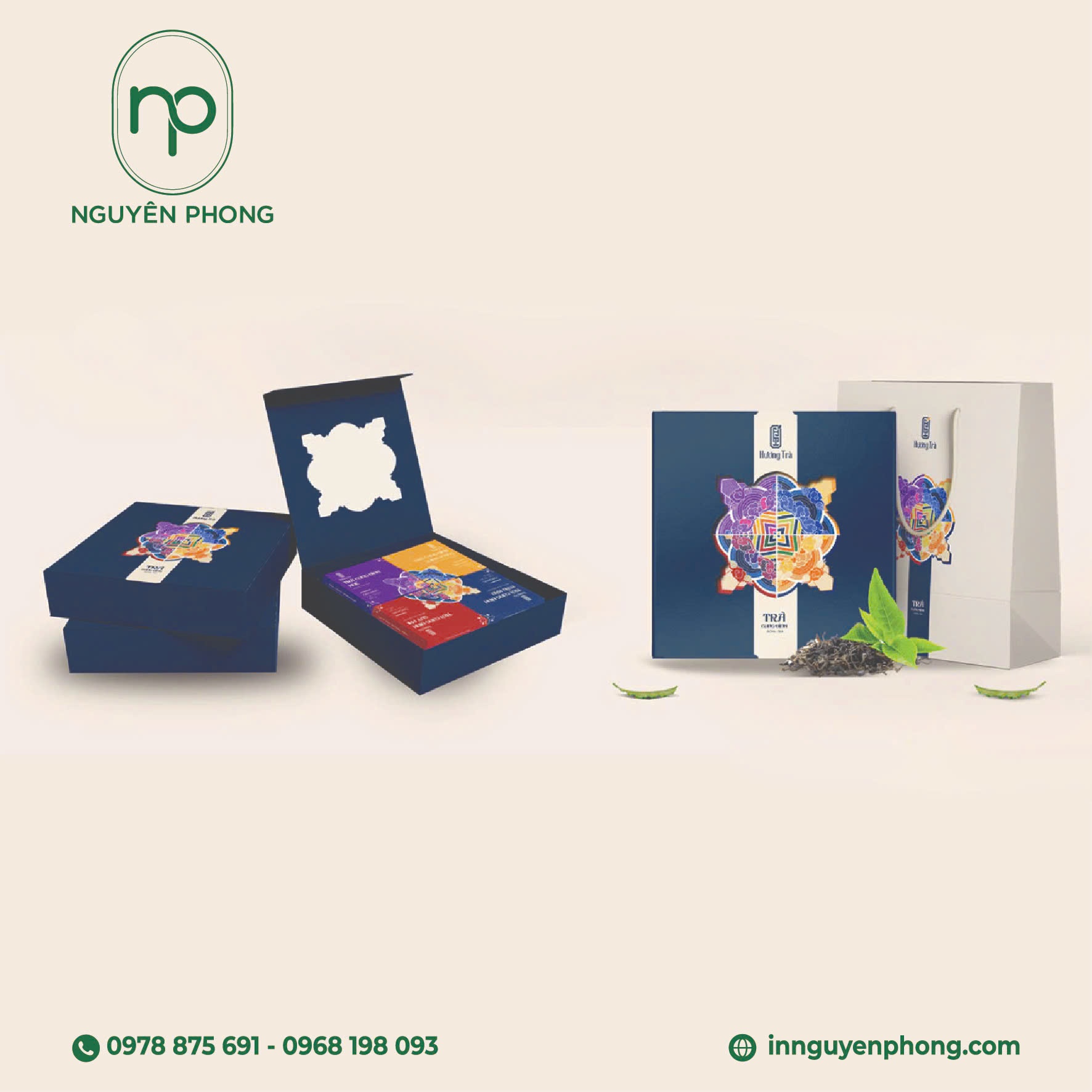 Túi giấy đựng trà phong cách hiện đại, cao cấp